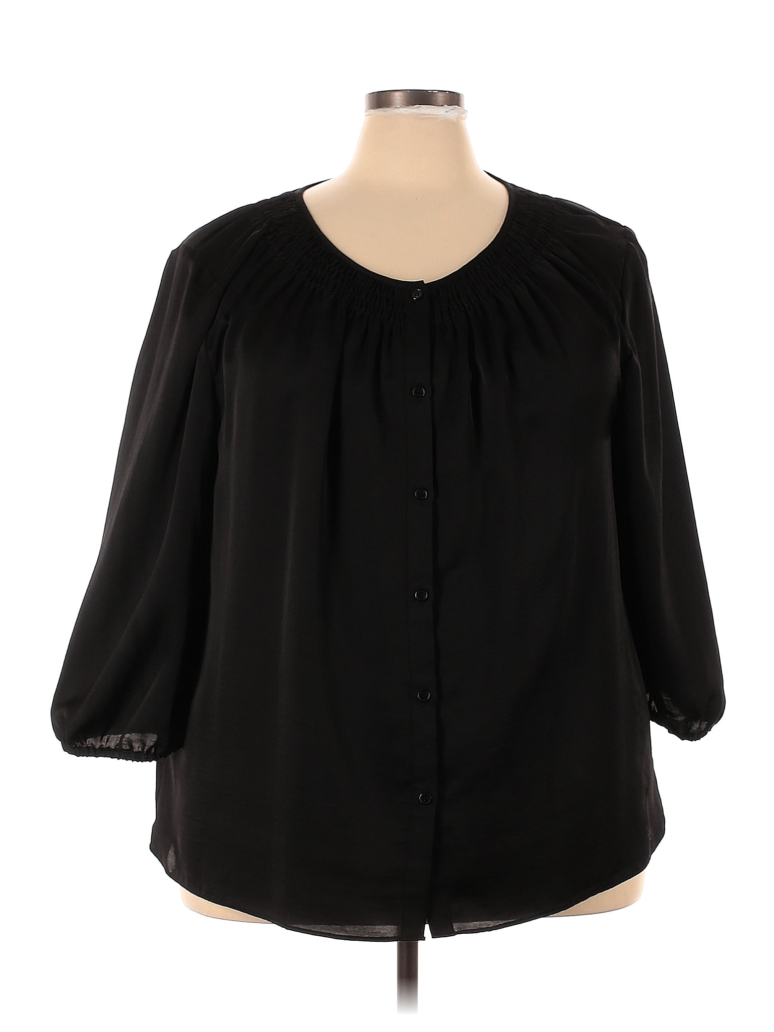 Talbots Outlet Solid Black Long Sleeve Button Down Shirt Size 3x Plus