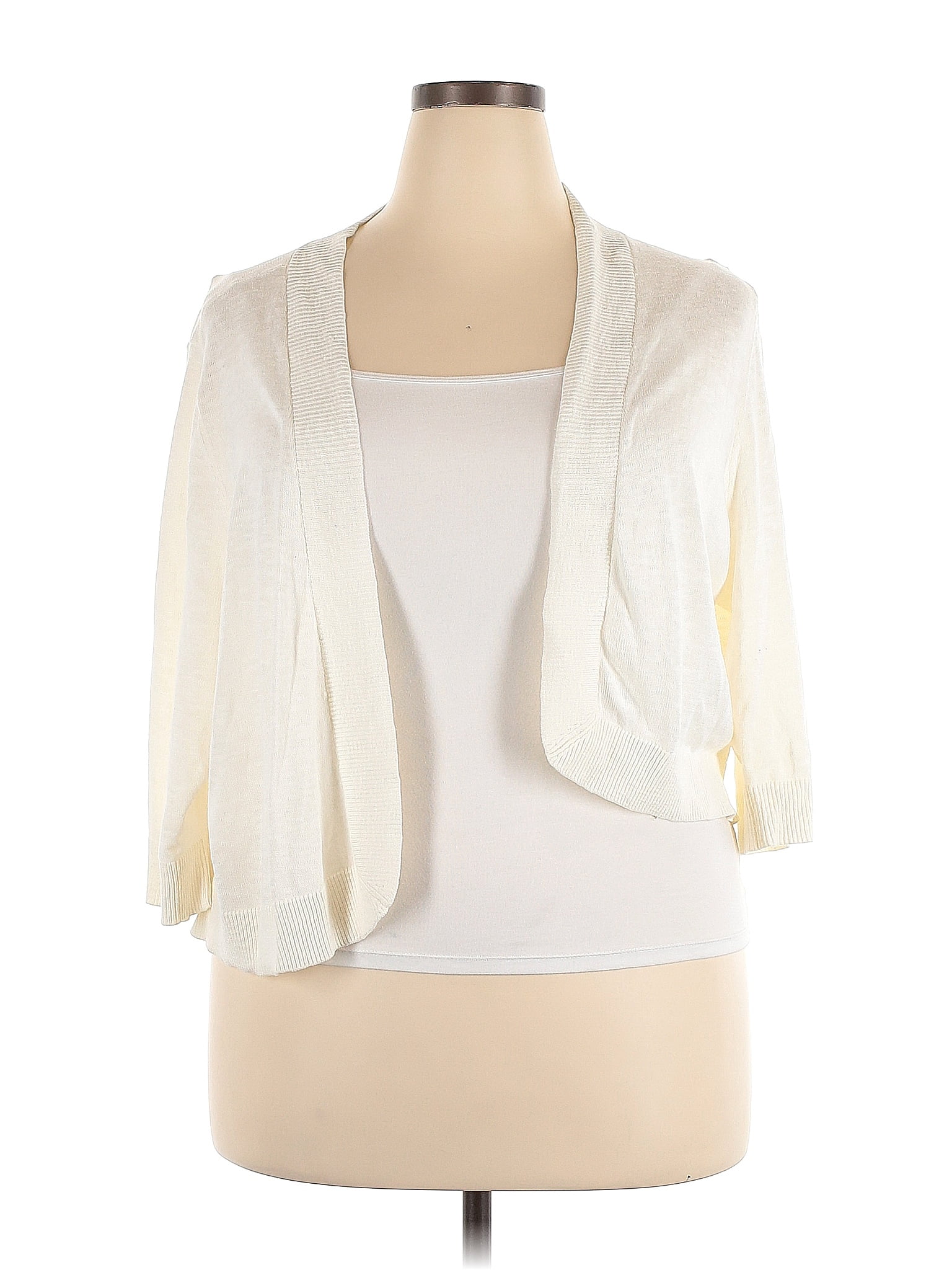 Soft Surroundings Color Block Solid Ivory Shrug Size 2X (Plus) - 72% ...