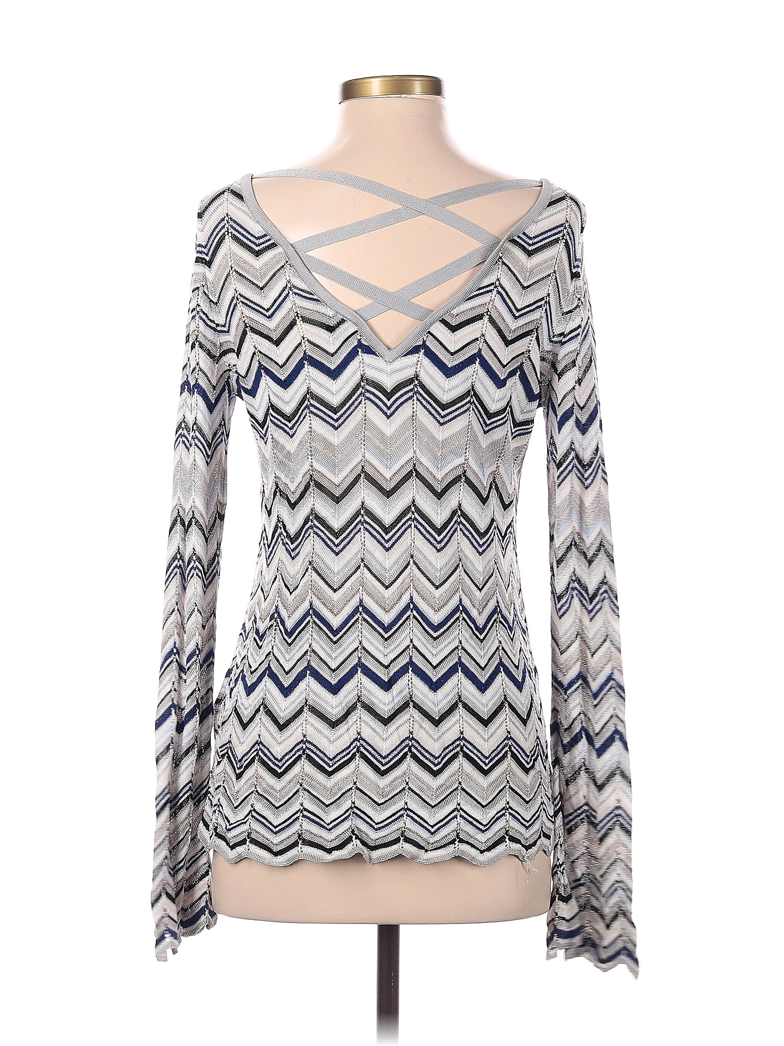 White House Black Market Chevron-herringbone Color Block Silver Pullover  Sweater Size S - 70% off