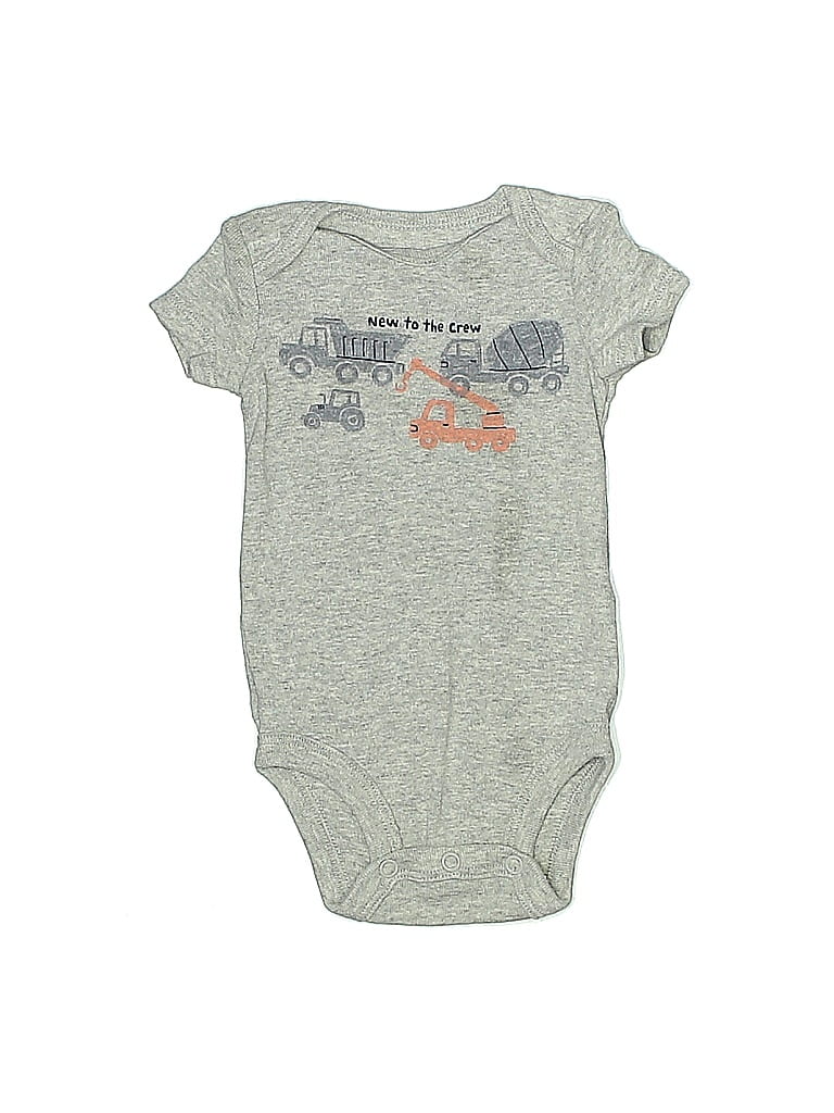 Child of Mine by Carter's Marled Jacquard Graphic Gray Short Sleeve Onesie Size 0-3 mo - photo 1