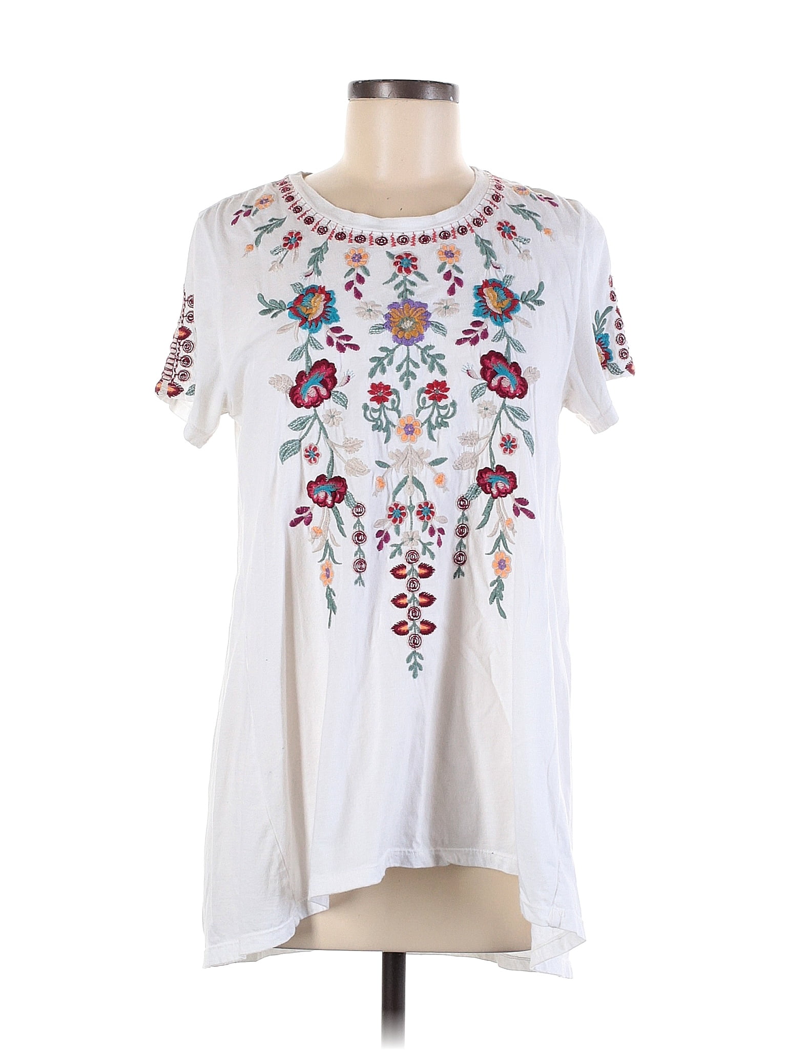 Johnny Was 100% Cotton Floral White Short Sleeve Top Size M - 70% off ...