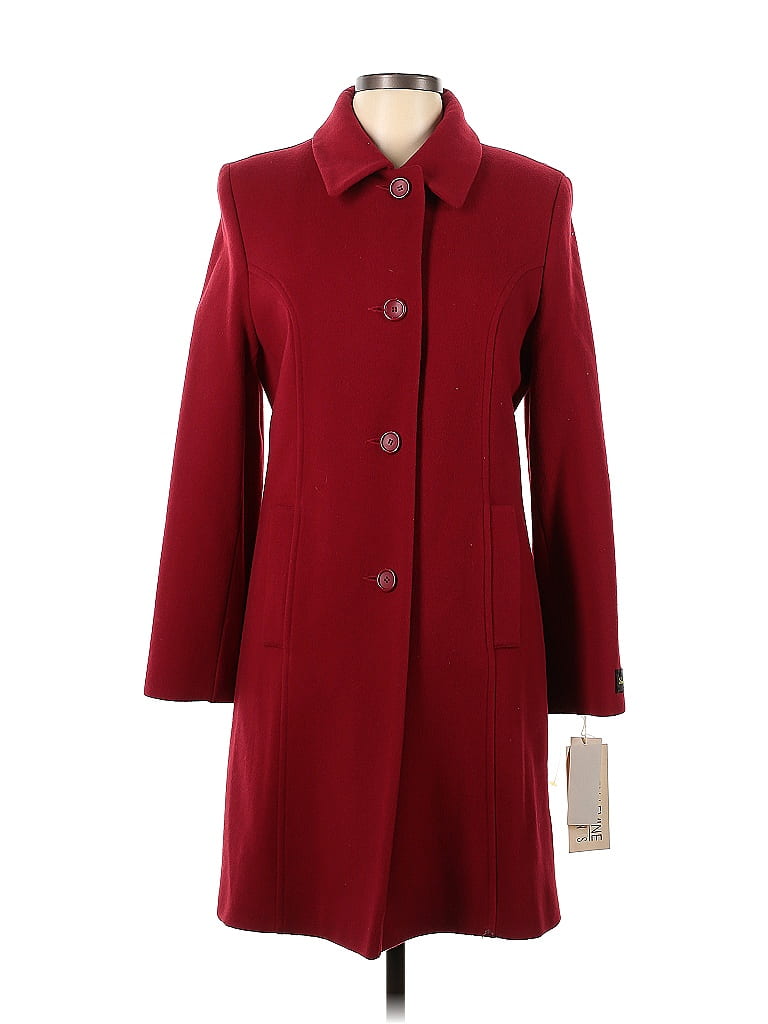 Larry Levine Solid Burgundy Wool Coat Size 10 - 55% off | thredUP