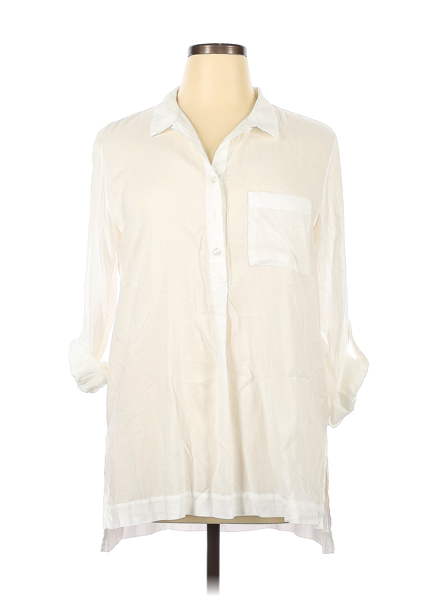 Cloth And Stone 100 Tencel Lyocell White Ivory Long Sleeve Blouse Size