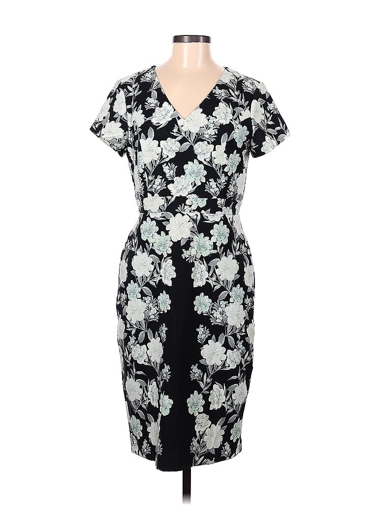 Karl Lagerfeld Paris Floral Multi Color Black Casual Dress Size 6 75