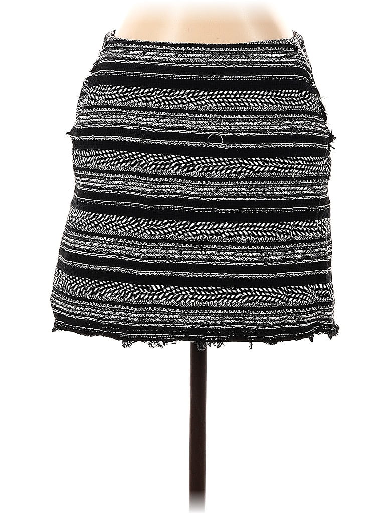Ann Taylor LOFT Stripes Marled Tweed Fair Isle Chevron-herringbone Black Casual Skirt Size 2 - photo 1