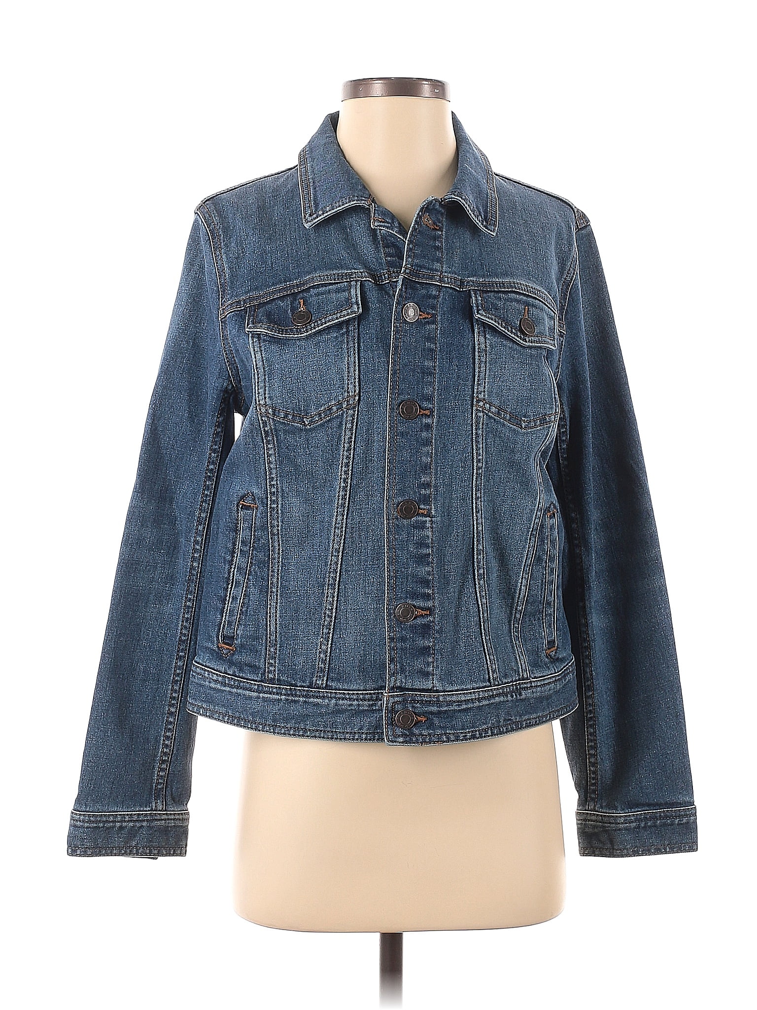 Talbots Solid Blue Denim Jacket Size M 72 Off Thredup