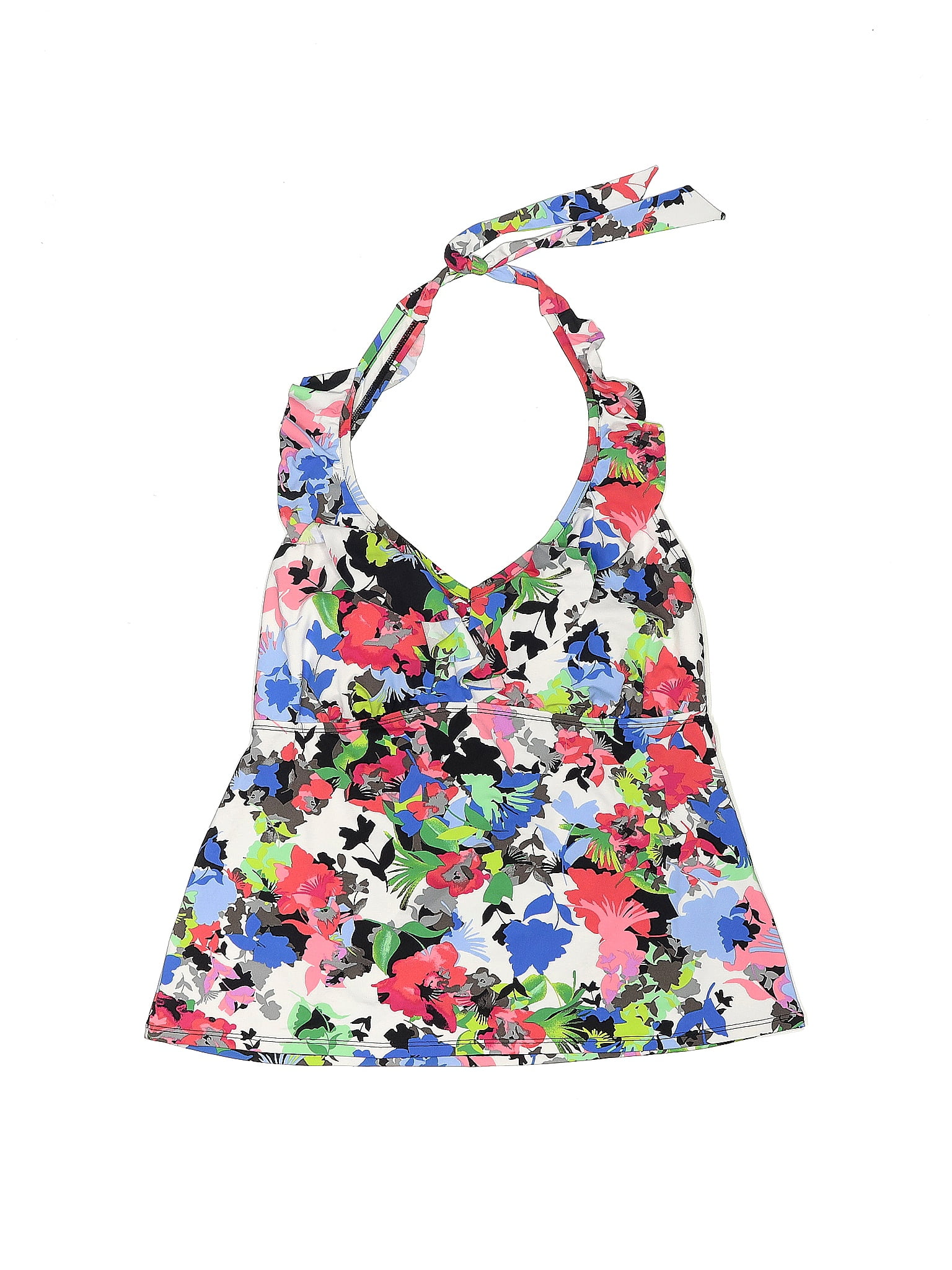 Liz Claiborne Floral Multi Color Blue Swimsuit Top Size 16 48 Off