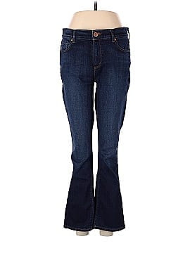 Ann Taylor LOFT Flare Crop Jeans in Vivid Dark Indigo (view 1)