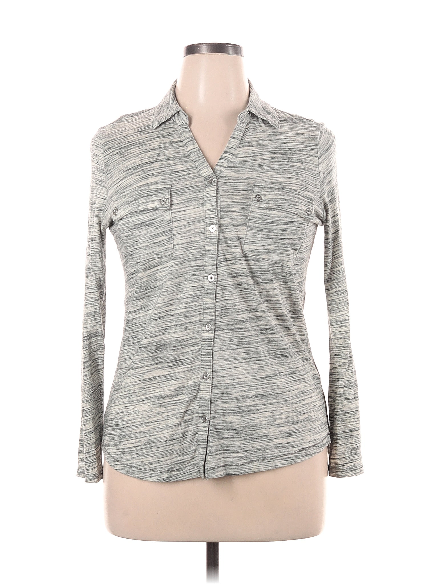 Liz Claiborne Gray Long Sleeve Button-Down Shirt Size XL (Petite) - 63% ...