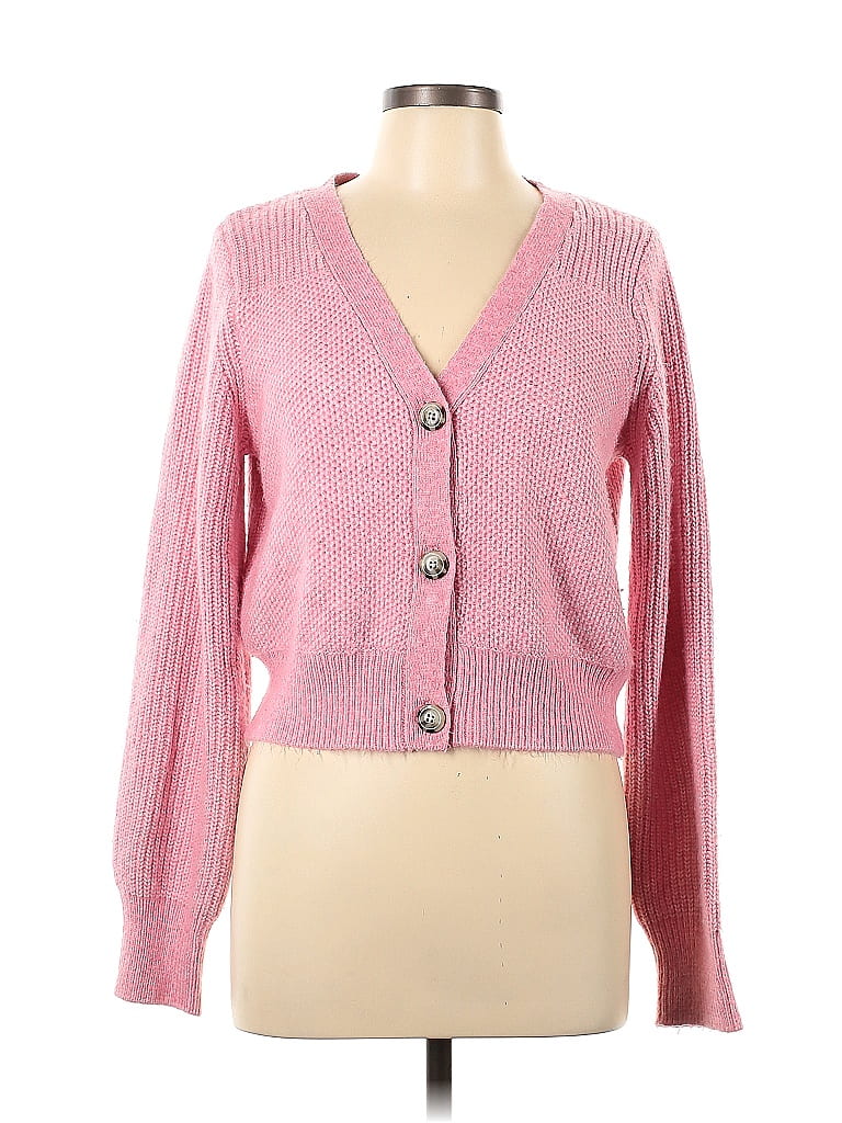 Sincerely Jules Color Block Solid Pink Cardigan Size L - 71% off | thredUP