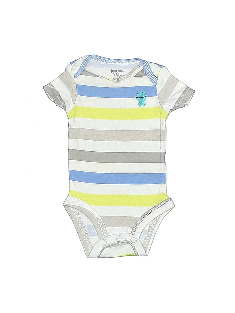 Just One You Made by Carter's 100% Cotton Stripes Gray Short Sleeve Onesie Size Newborn - photo 1