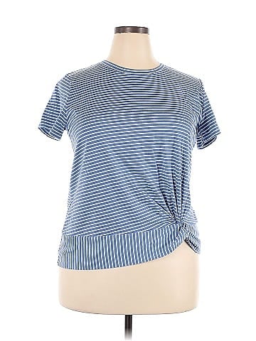 St. John's Bay Stripes Blue Short Sleeve T-Shirt Size XXL (Petite) - 48%  off | thredUP