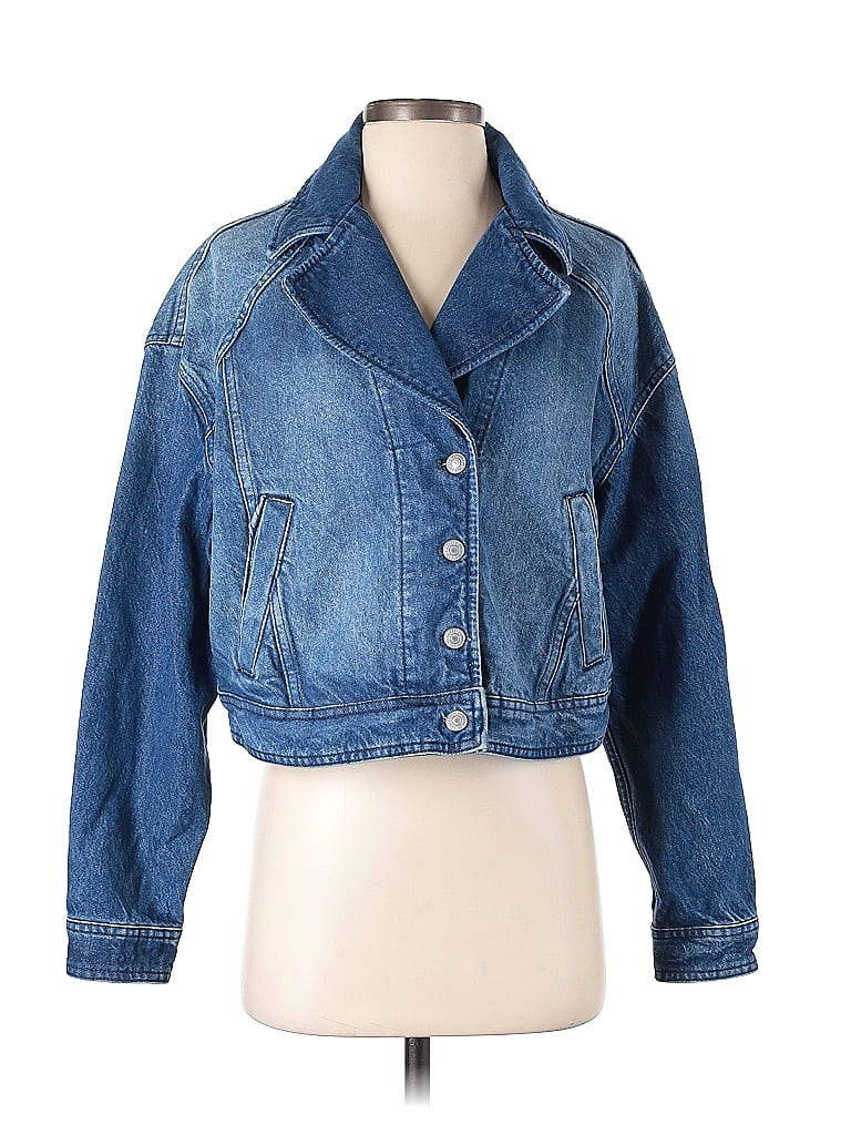 We The Free Solid Blue Denim Jacket Size S - 66% Off | ThredUP