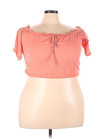 Torrid 100% Rayon Solid Pink Orange 3/4 Sleeve Top Size 2X Plus (2) (Plus)  - 52% off