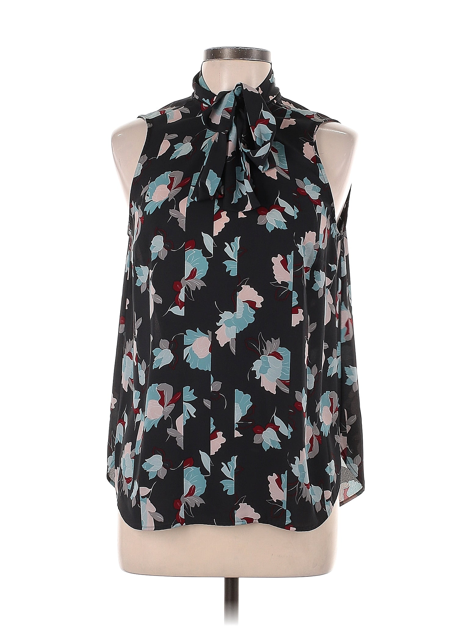 Halogen 100 Polyester Floral Black Sleeveless Blouse Size L 68 Off