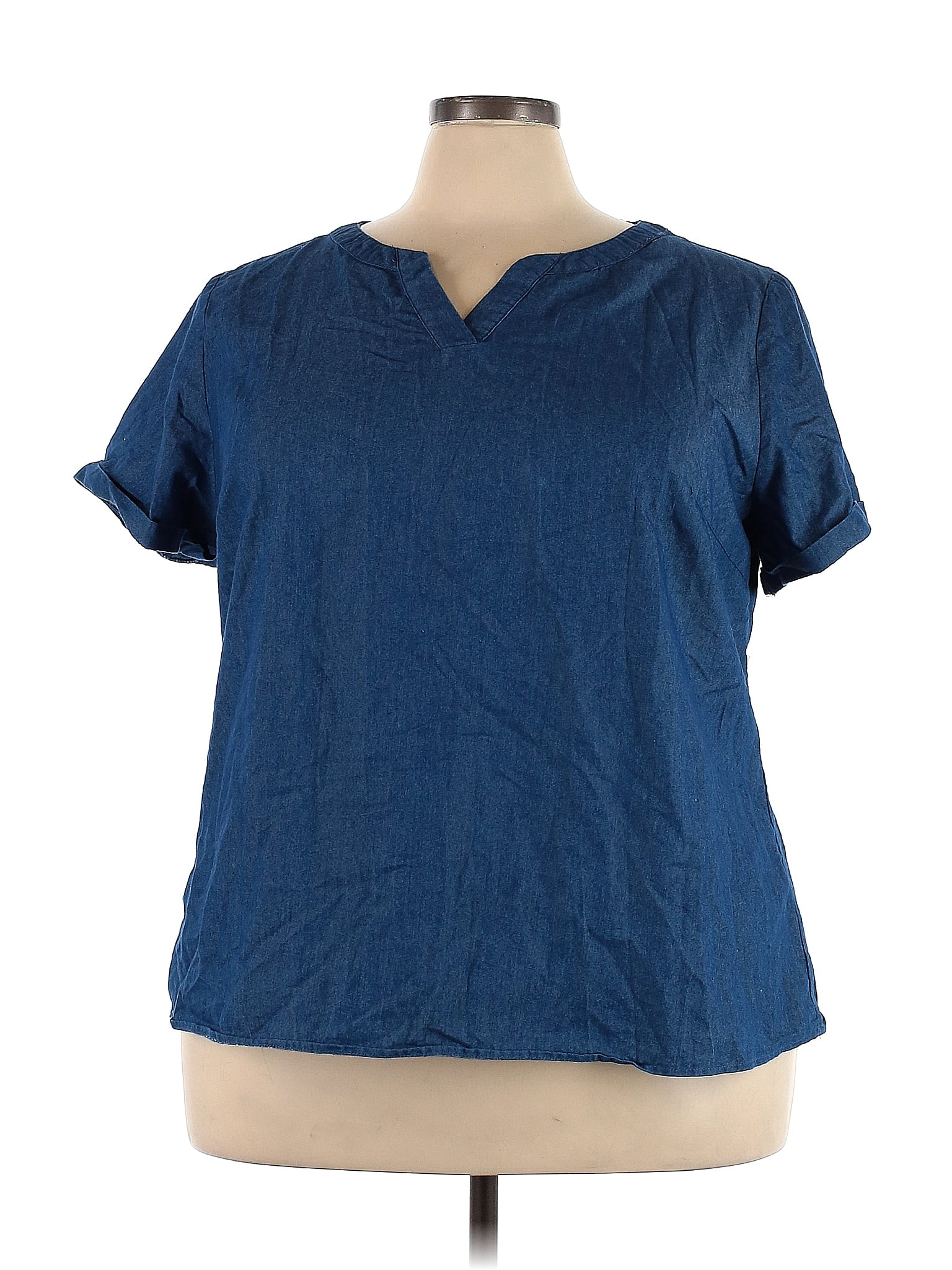 Assorted Brands Blue Short Sleeve Blouse Size 3x Plus 57 Off Thredup