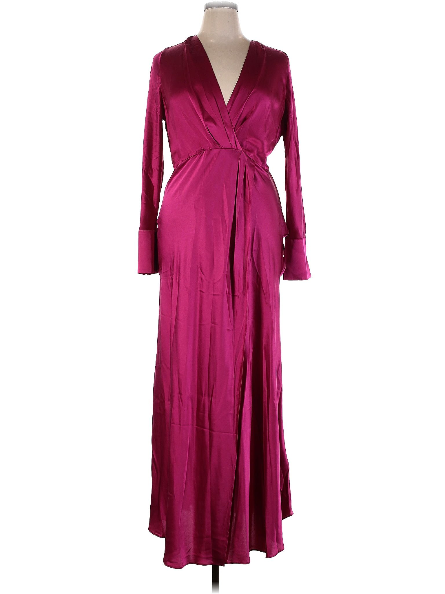 Banana Republic 100% Silk Solid Pink Burgundy Casual Dress Size 16 - 75 ...