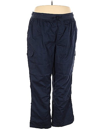 Woman Within 100% Cotton Solid Blue Cargo Pants Size 22 (Plus) - 70% off