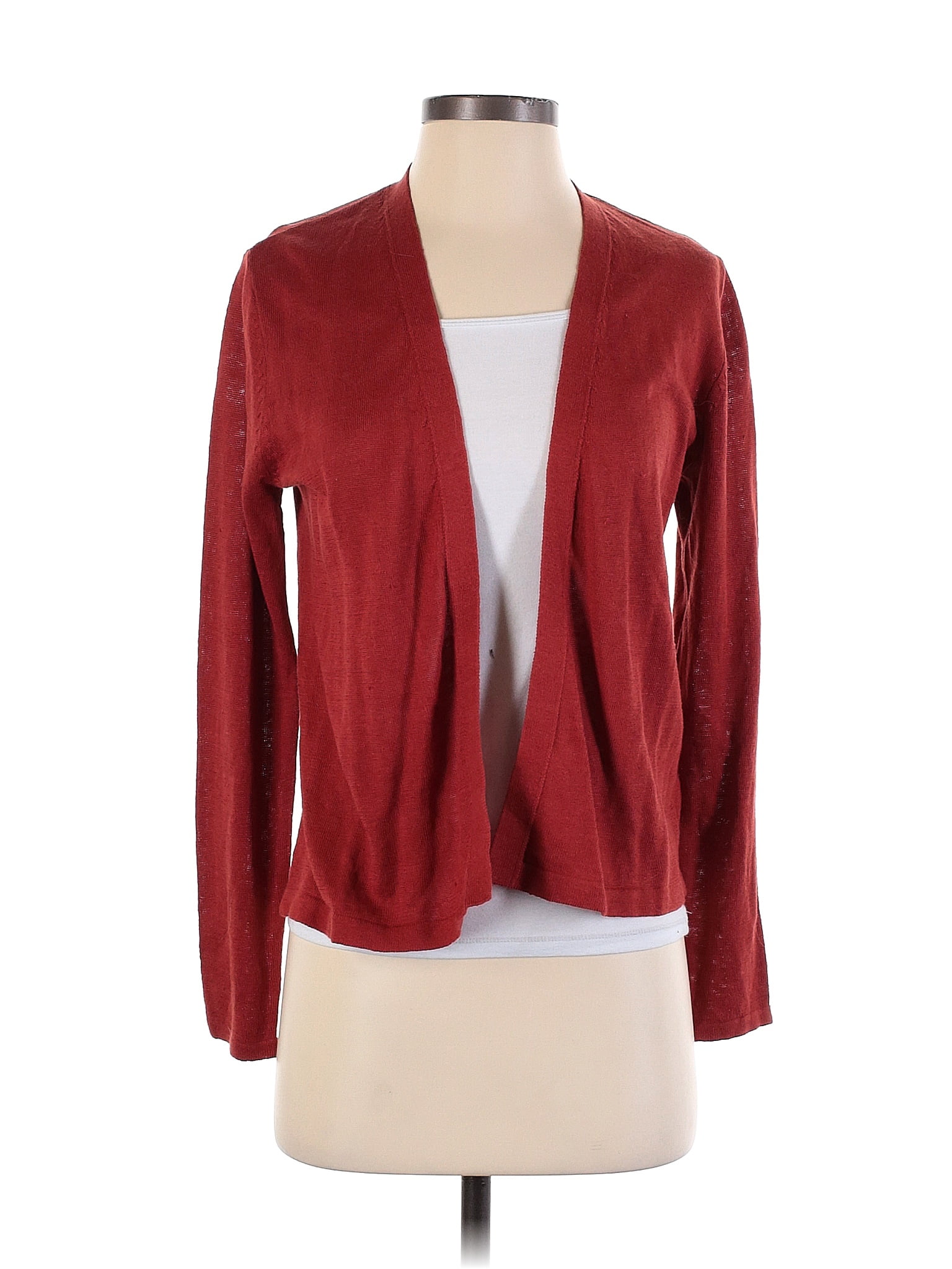 Cardigan Rouge Foncé J. Jill Taille M - Tricot Fin Stretch - Occasion Très Bon état