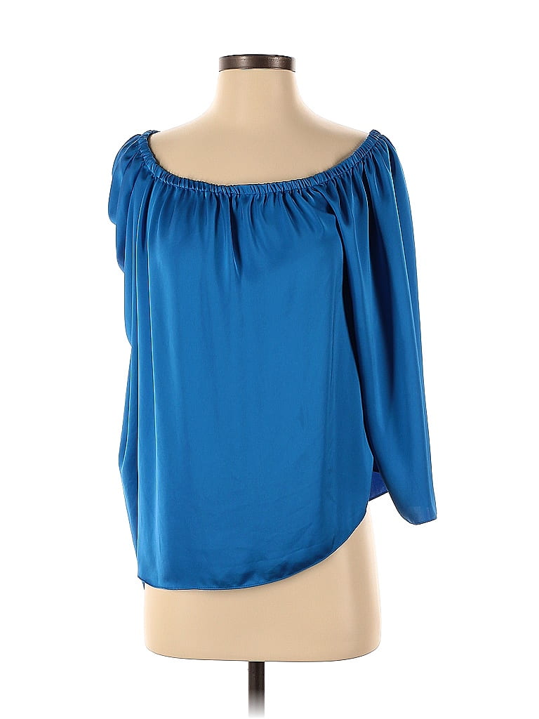 Ramy Brook Illeana One Shoulder Satin Top In Lapis Blue Large shops Womens Blouse