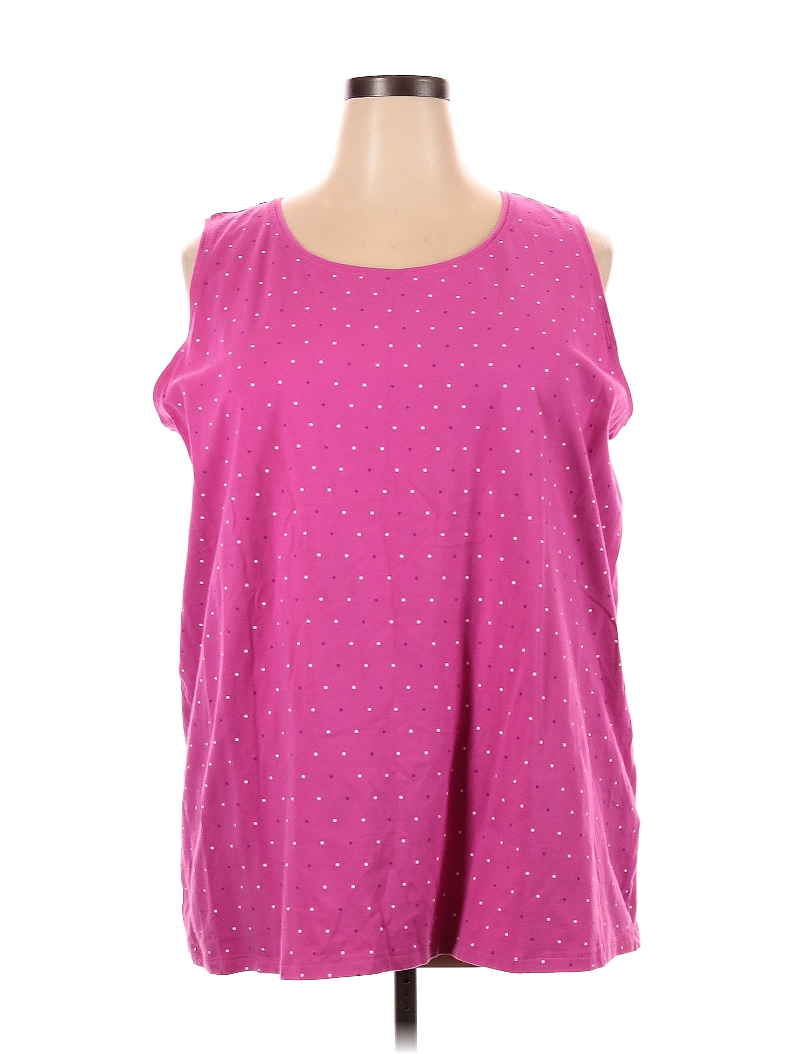 Catherines Polka Dots Pink Tank Top Size 2X (Plus) - 65% off | ThredUp