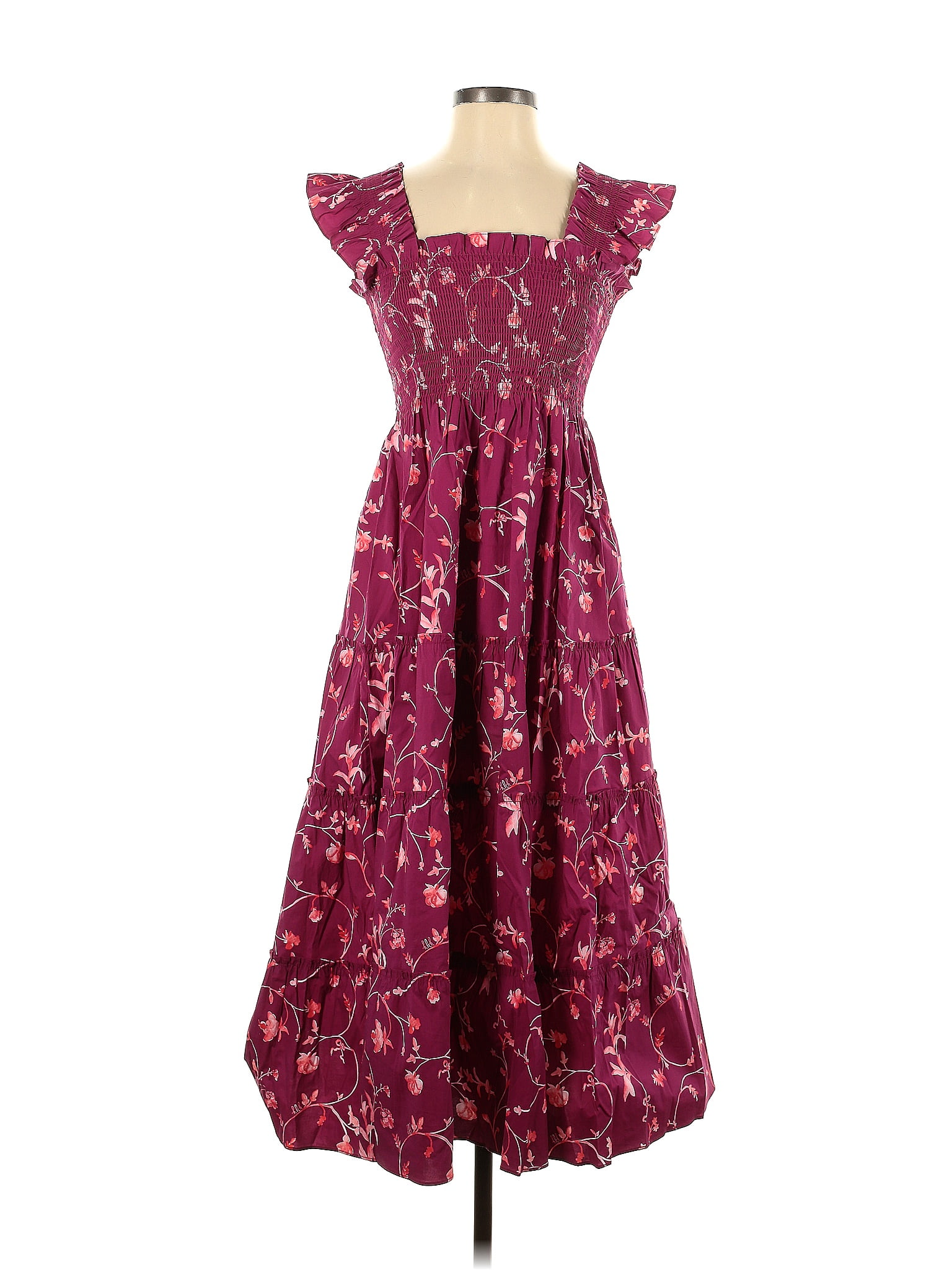 Hill House Floral Burgundy Casual Dress Size XS - 52% off | thredUP