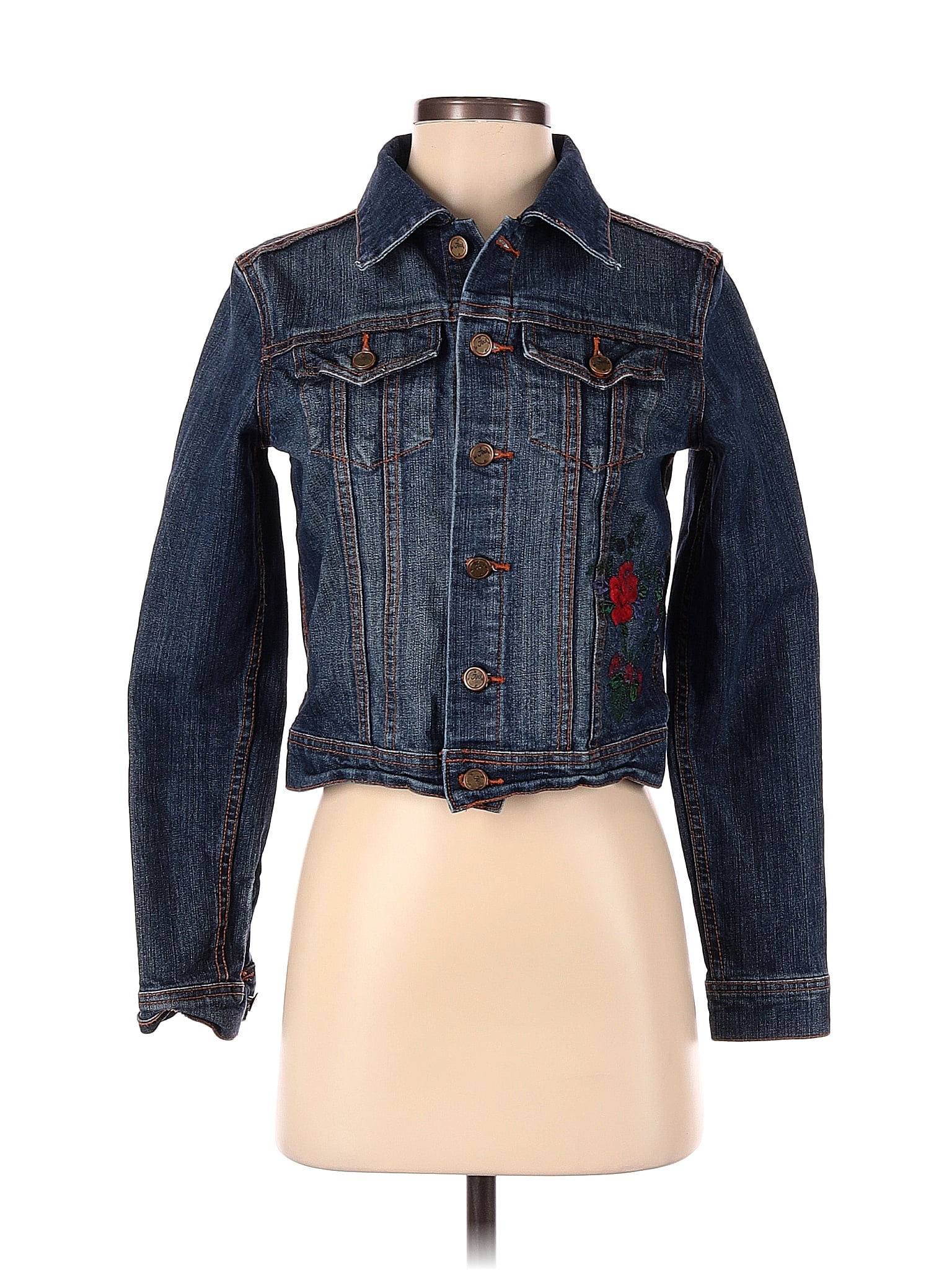 Jixi Denim Solid Blue Denim Jacket Size S - 60% Off | ThredUP