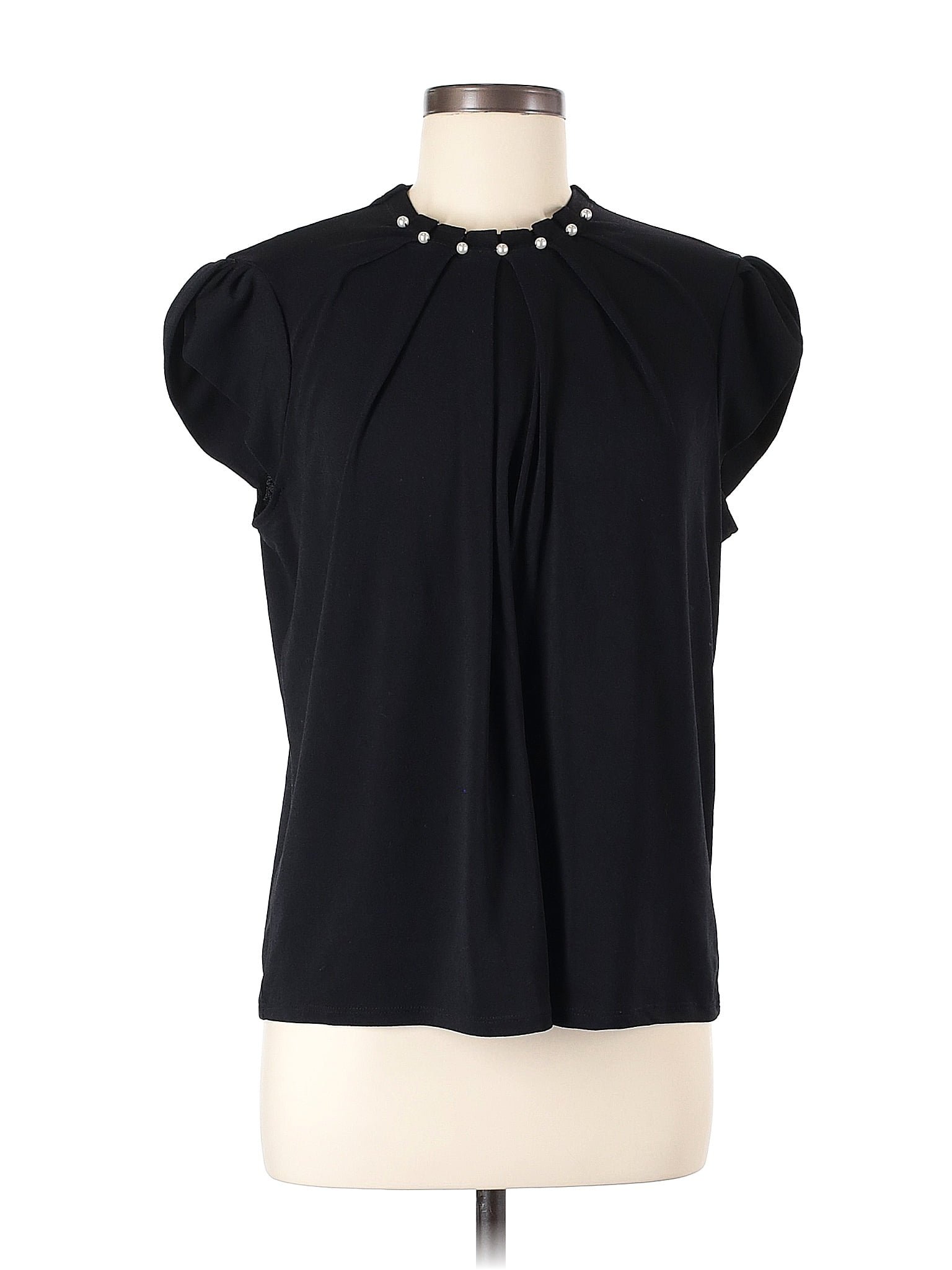 Elle Black Short Sleeve Blouse Size M 56 Off Thredup