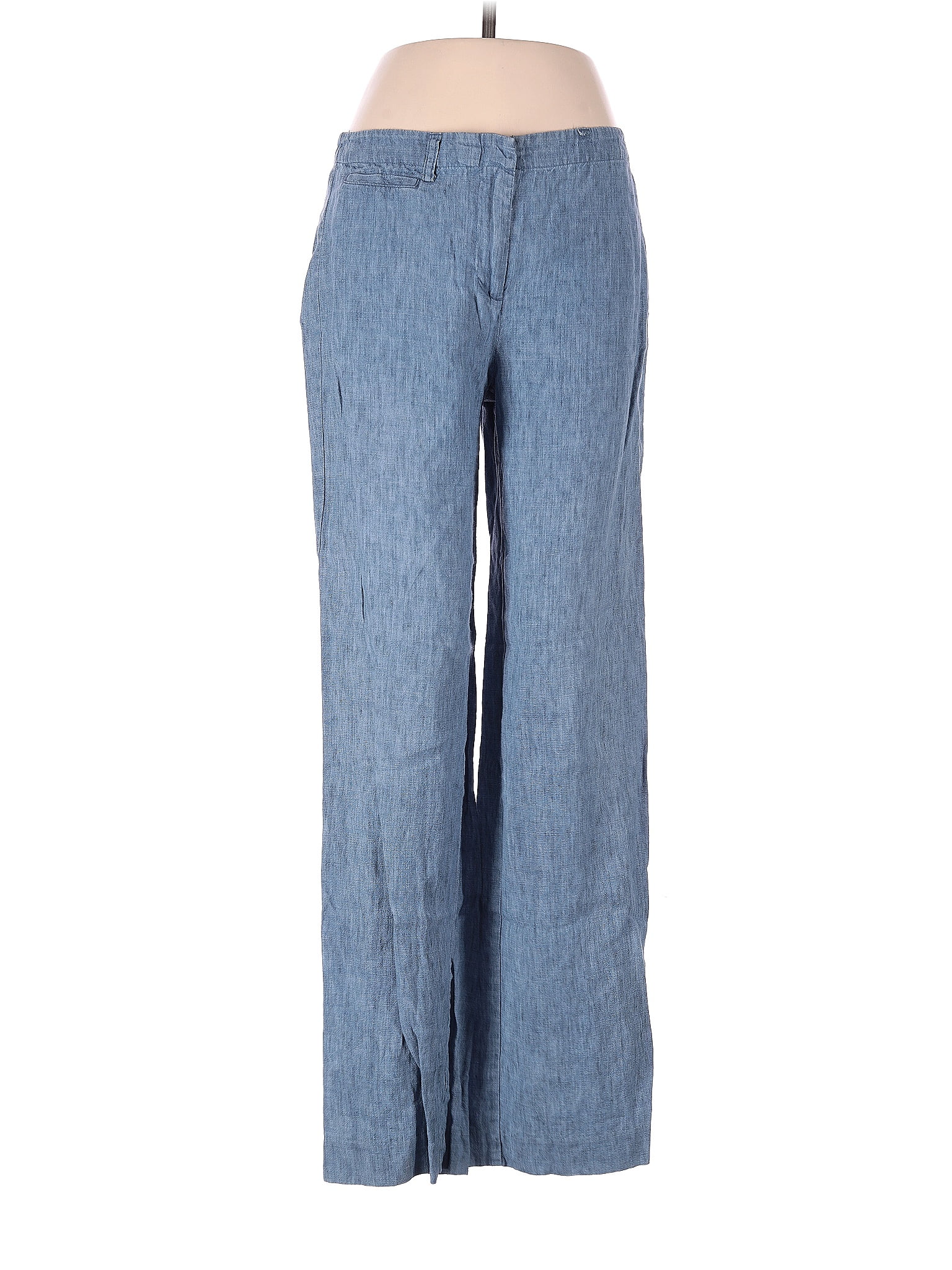 J. Mclaughlin 100% Linen Solid Blue Linen Pants Size 4 - 75% Off 