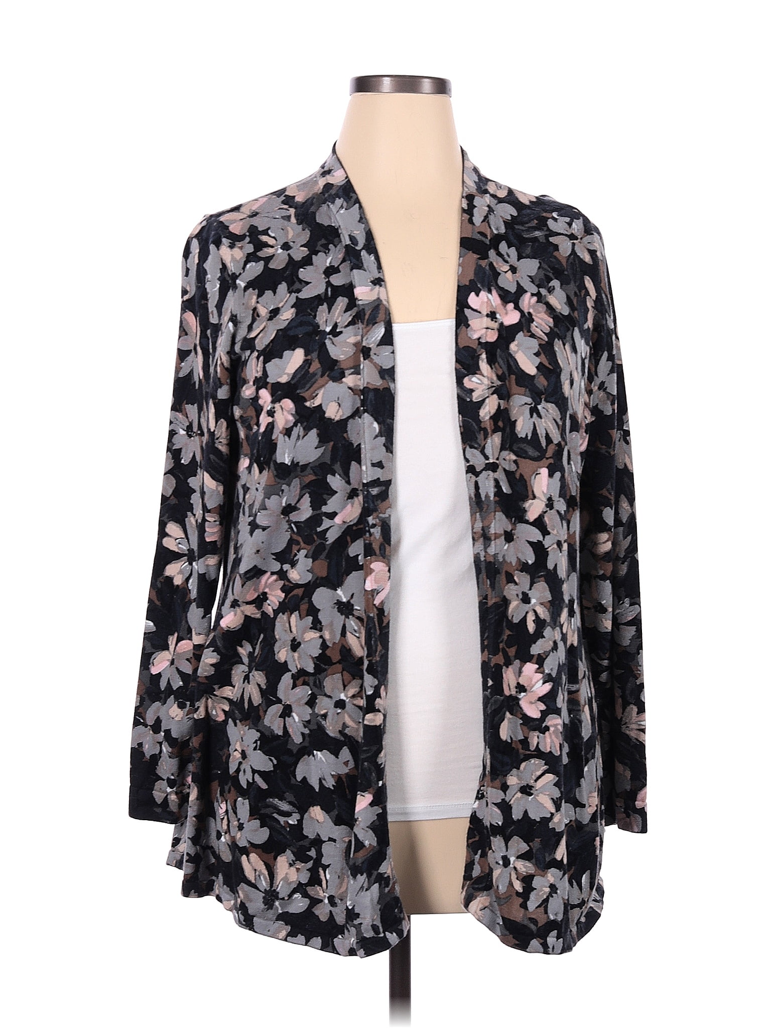Cardigan Isaac Mizrahi 2 Plis Cachemire - Noir, Ouvert Devant, Manches Longues, Taille XS, Neuf Sans étiquettes