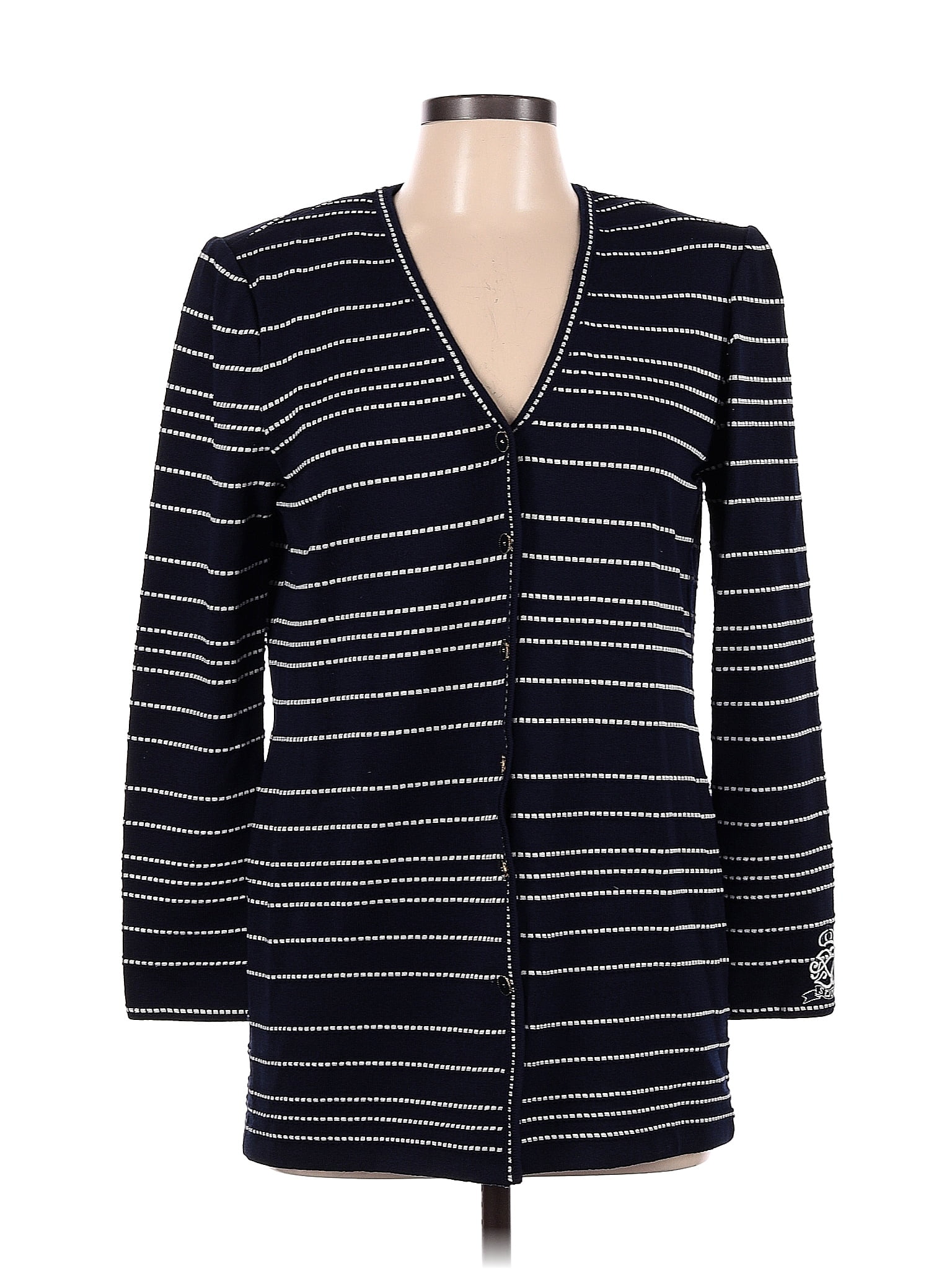 Cardigan Femme St. John Collection - Laine Bleu Marine Et Rouge - Taille P / US 2 - Occasion Très Bon état