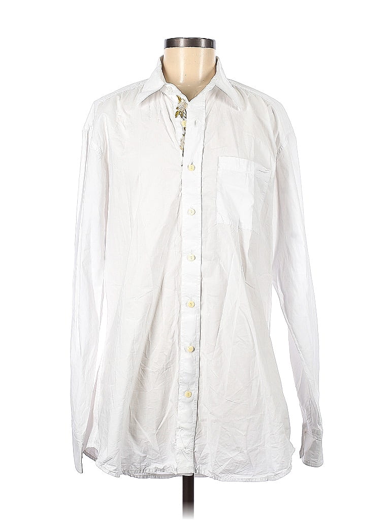 3J Workshop 100% Cotton Solid White Long Sleeve Button-Down Shirt Size ...