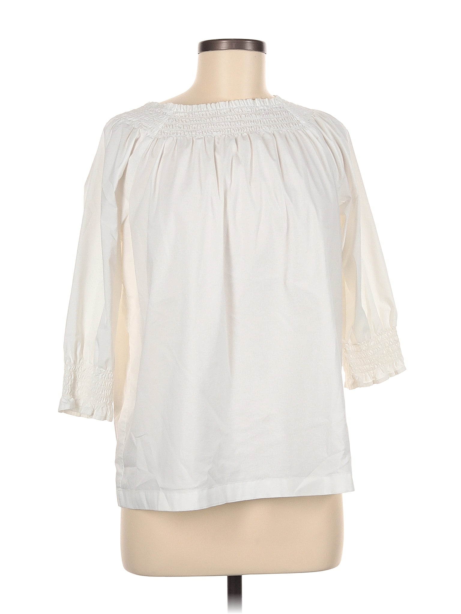 J Jill Solid White Ivory Long Sleeve Blouse Size M 67 Off Thredup