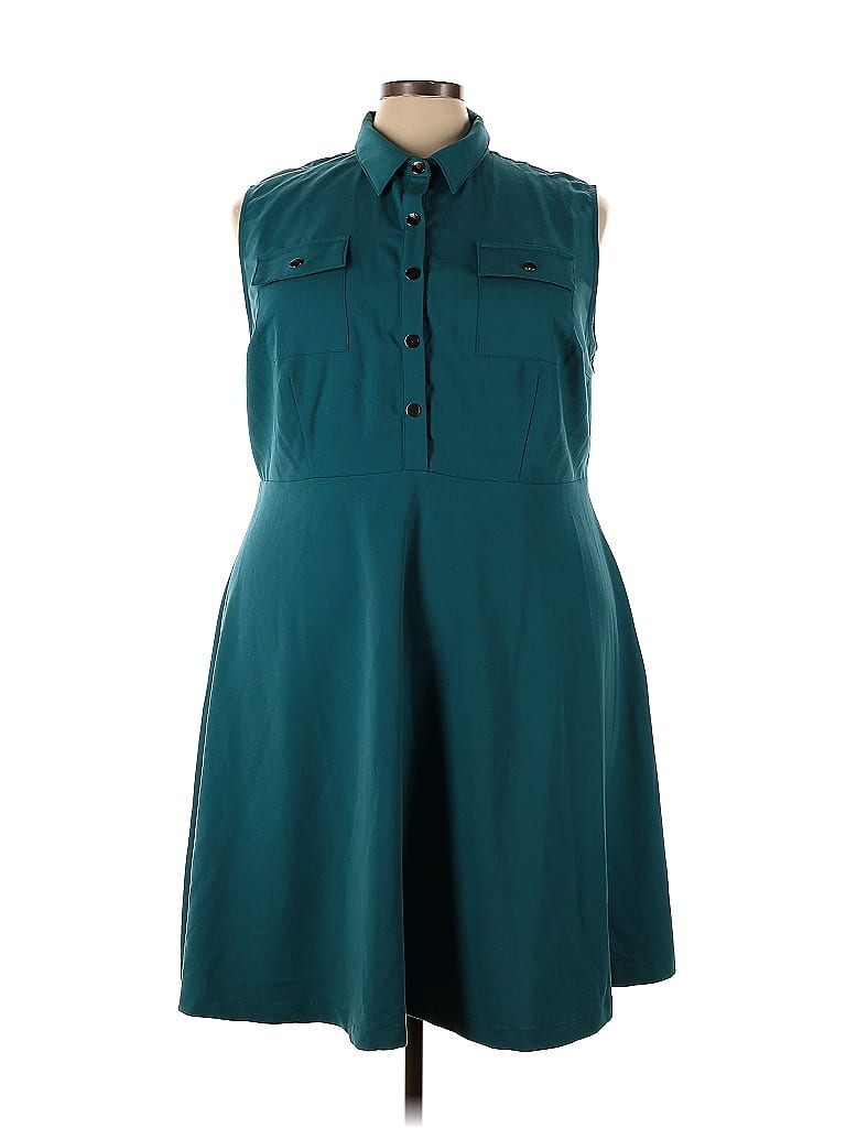 Yellow Star Solid Teal Casual Dress Size 3X (Plus) - 51% off | thredUP