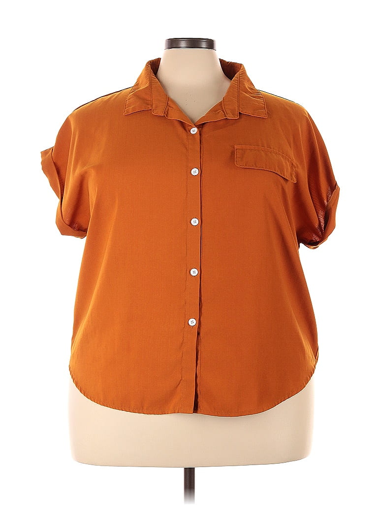 Shein Orange Short Sleeve Blouse Size 3x Plus 50 Off Thredup