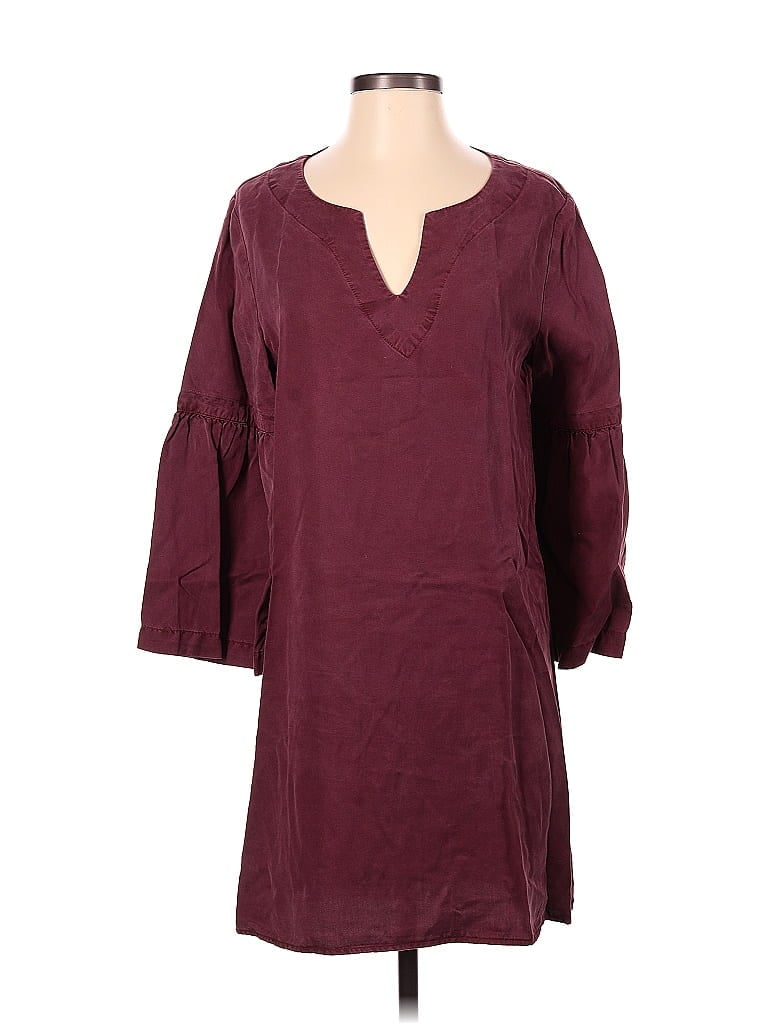 Pre-owned Side Stitch Casual Dress In Burgundy