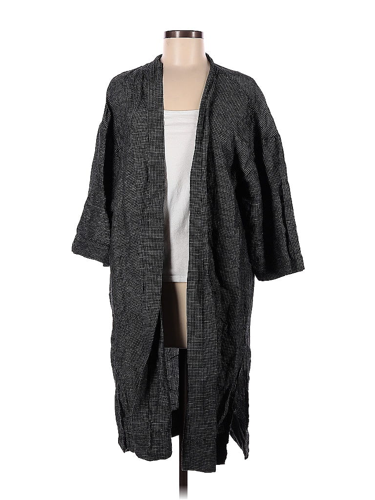 Madewell Color Block Gray Long Robe Jacket in Grid Pattern Size M - 68% ...