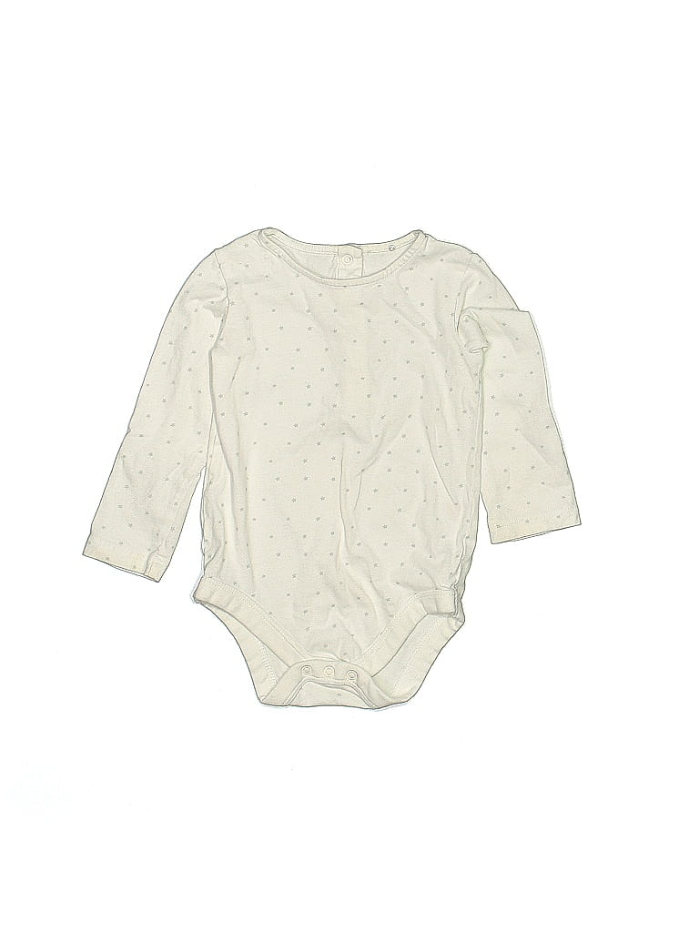 Tu 100% Cotton Jacquard Marled Solid Silver Long Sleeve Onesie Size 9-12 mo - photo 1