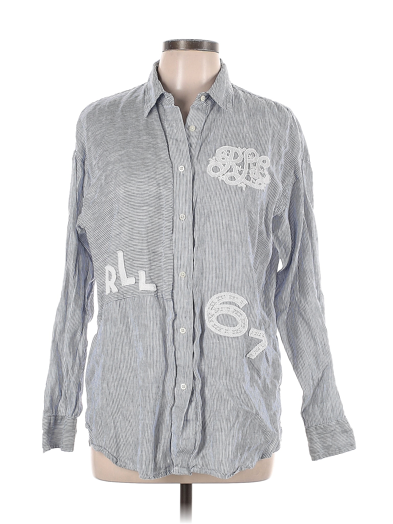 Lauren Stripes Blouse Top (Grey)
