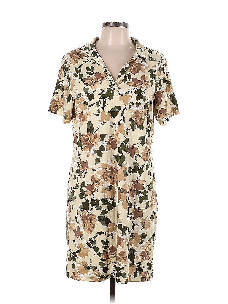 Isaac Mizrahi Live Floral Tan Casual Dress Size L 75 Off Thredup