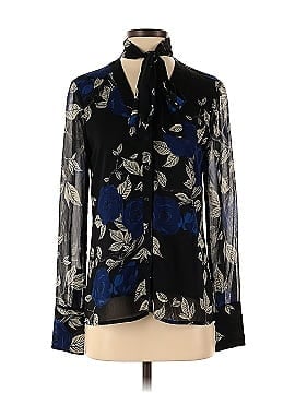 Jason Wu Collective Blue Floral Tie Neck Blouse (view 1)