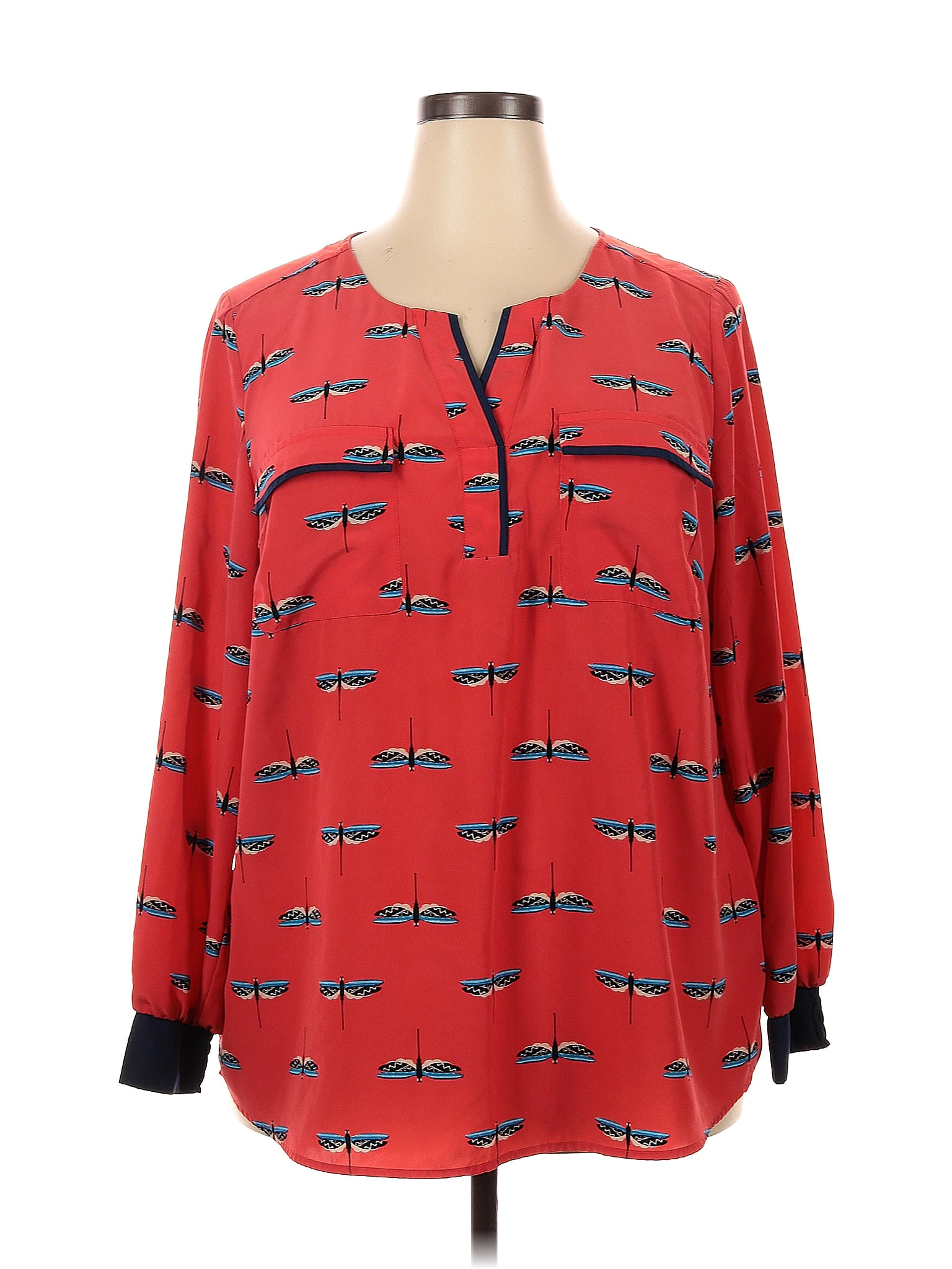 Style&Co 100% Polyester Red Long Sleeve Blouse Size 2X (Plus) - 51% off ...