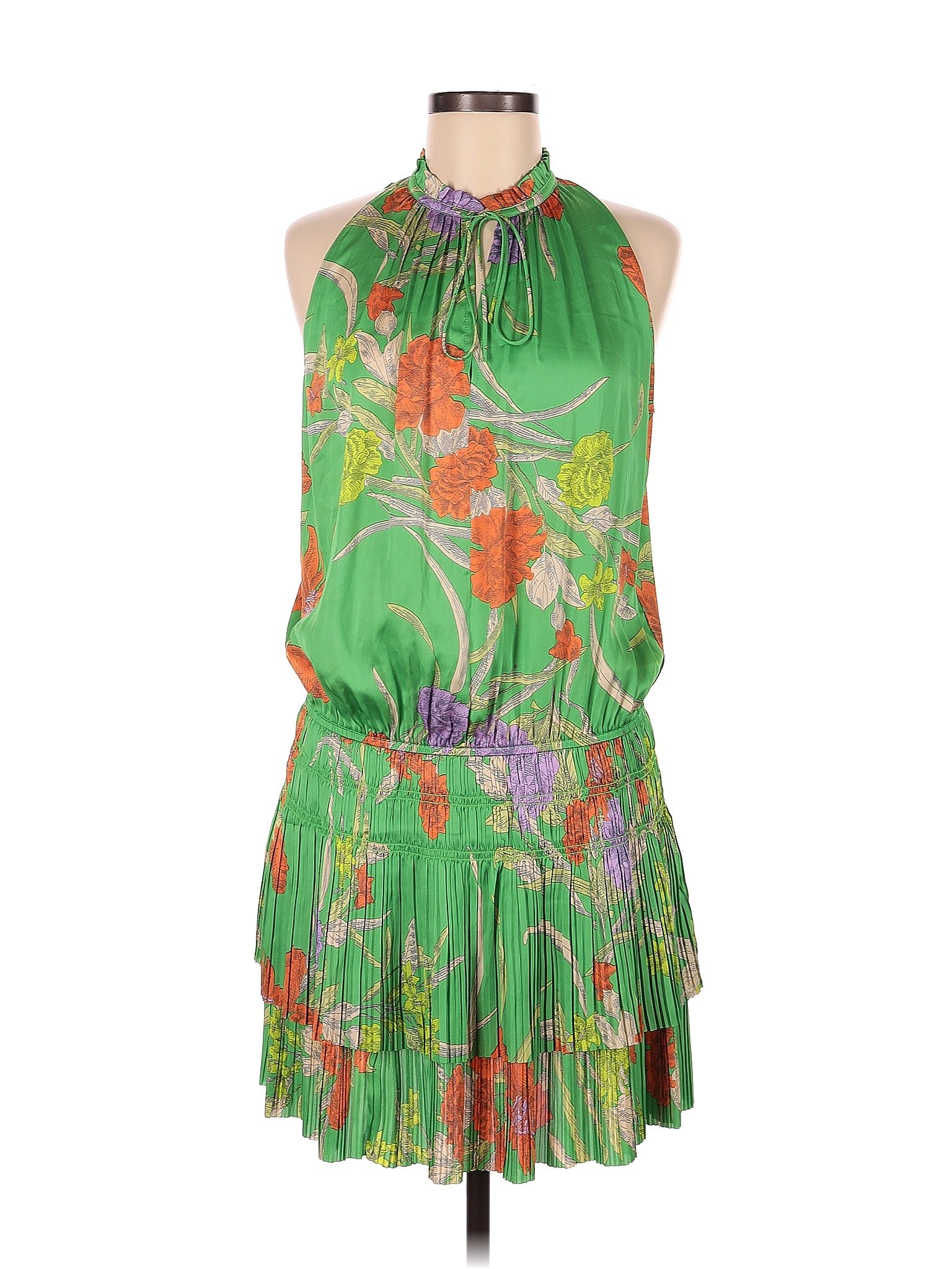 Current Air 100 Polyester Floral Multi Color Green Casual Dress Size M