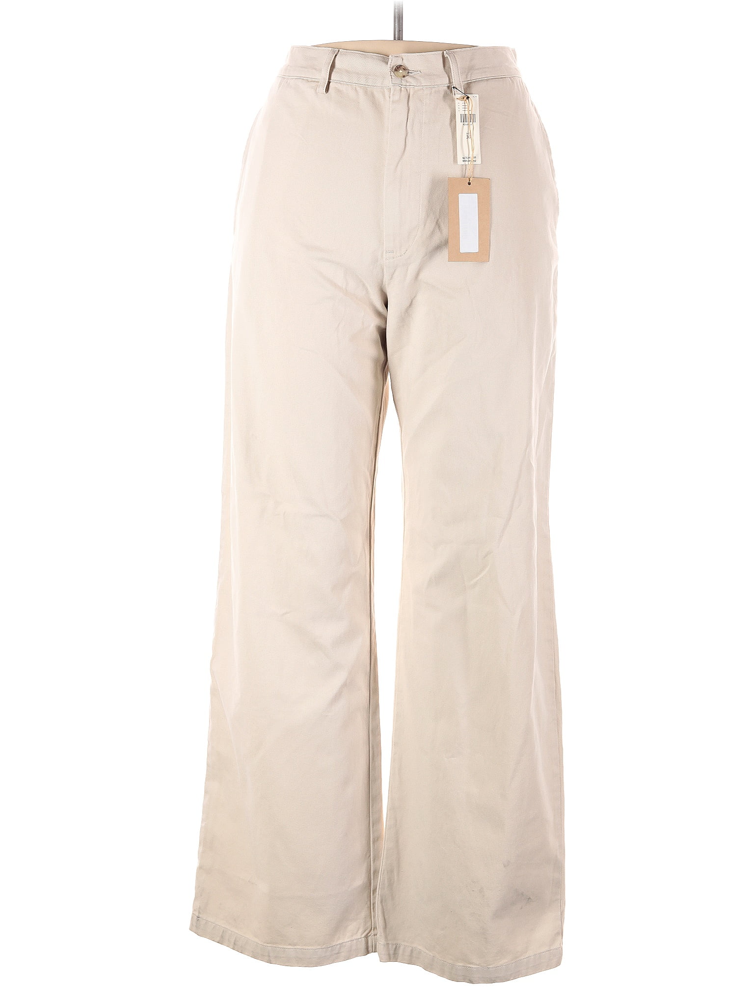 POMMELLA Size 36 Khaki Solid Cotton Button Fly Dress Pants