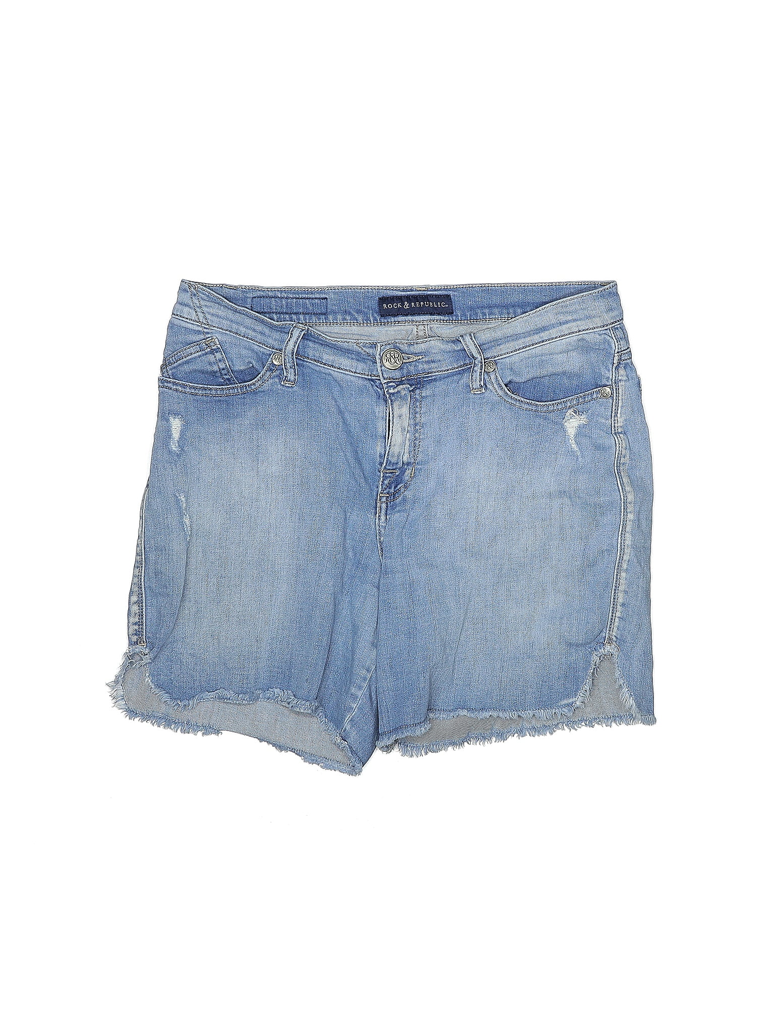 Rock And Republic Solid Blue Denim Shorts Size 12 64 Off Thredup