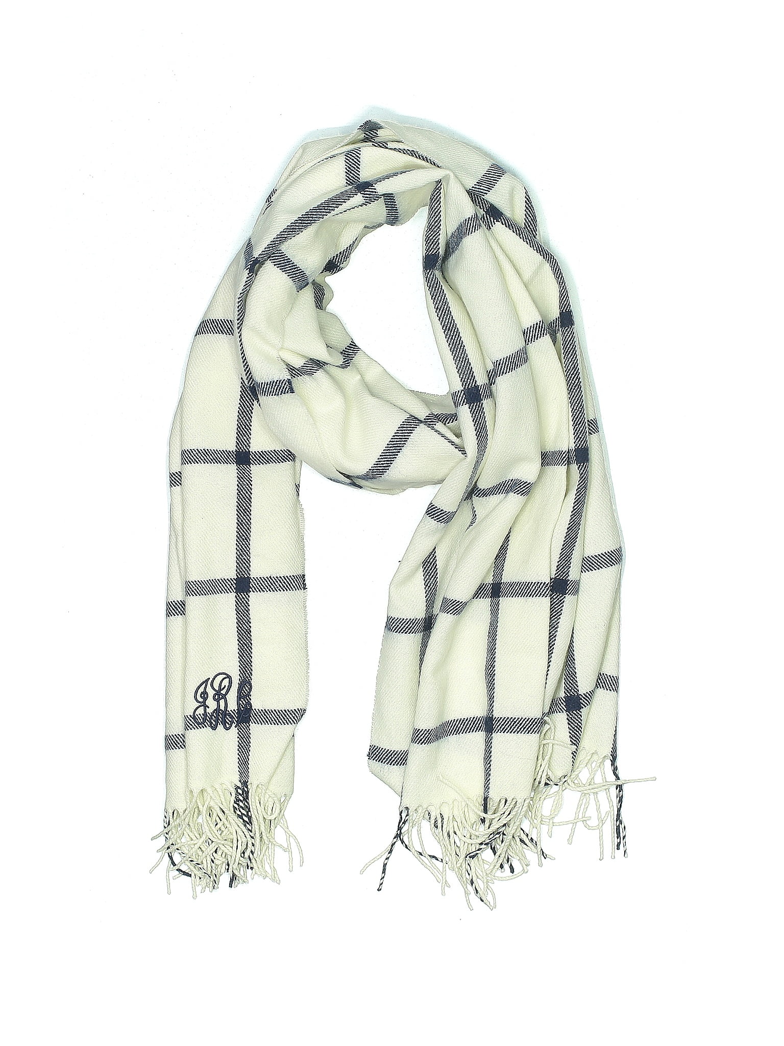 Mark And Graham 100% Acrylic Checkered-gingham Plaid Ivory Scarf One ...