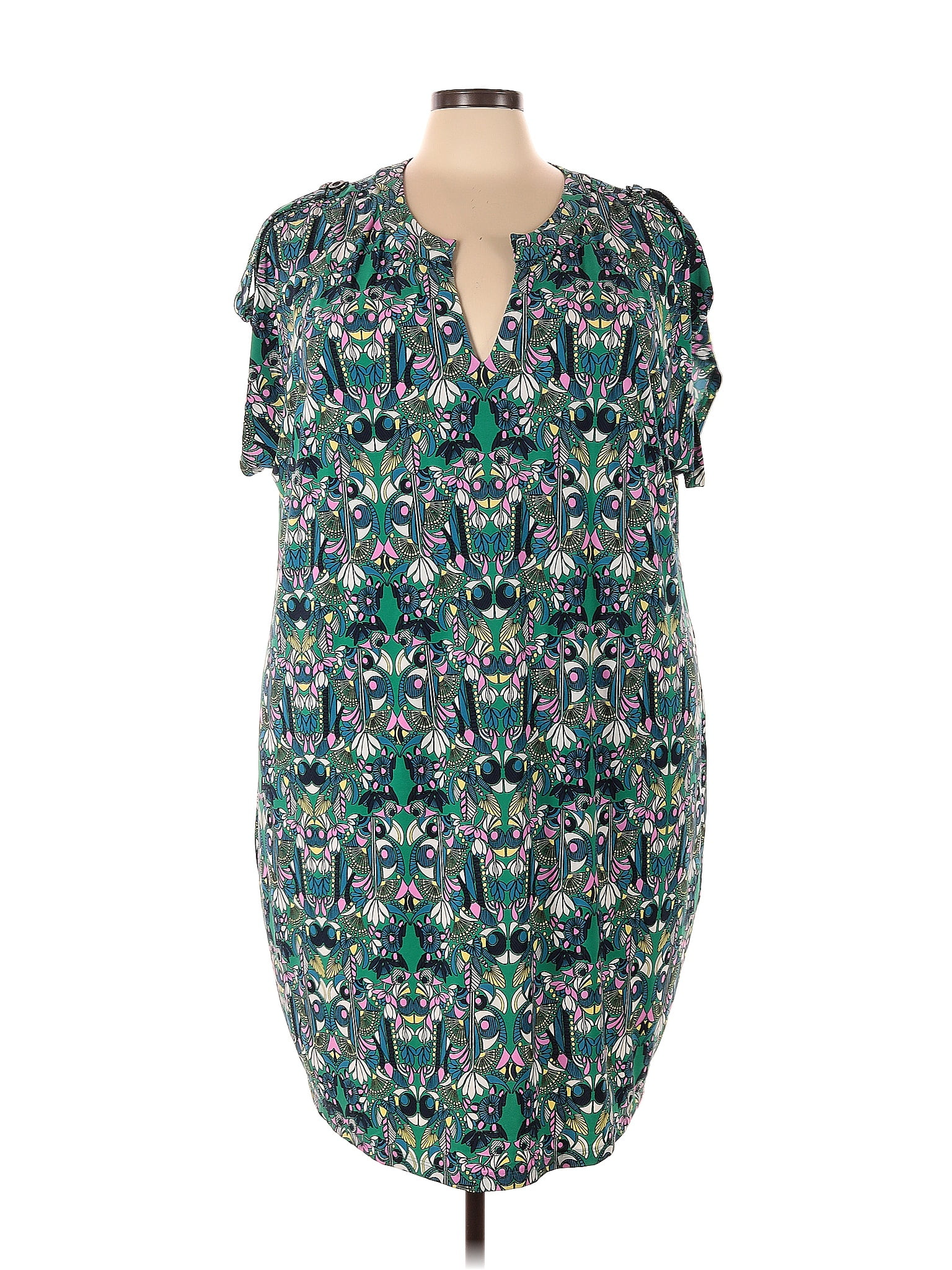 London Times Women's Plus Cara Dress - Criss-Cross Pleat, 3/4 Sleeves, Knee-Length (Petite, Missy, Plus Sizes)