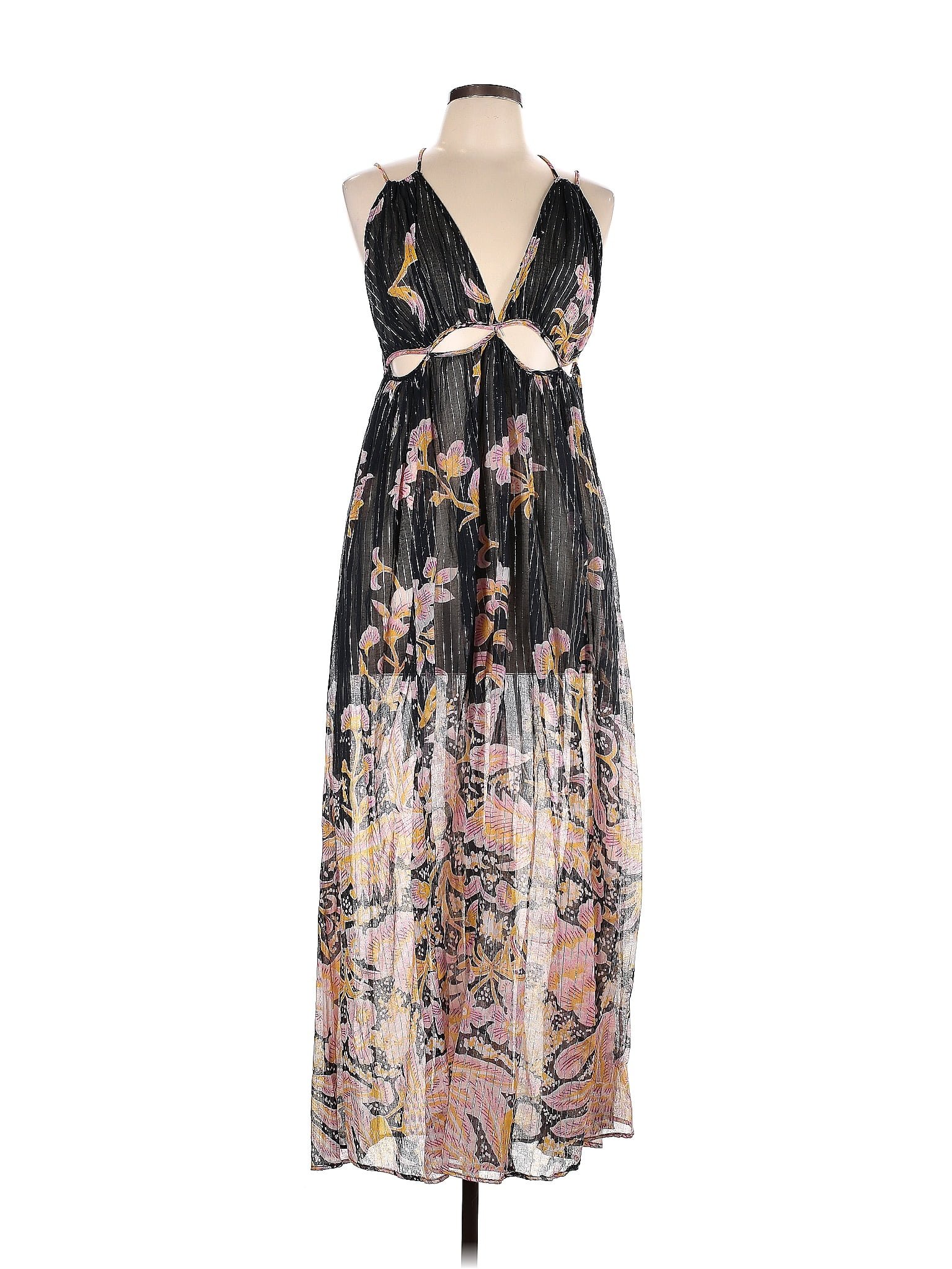 Anthropologie Floral Multi Color Black Casual Dress Size M - 59% off