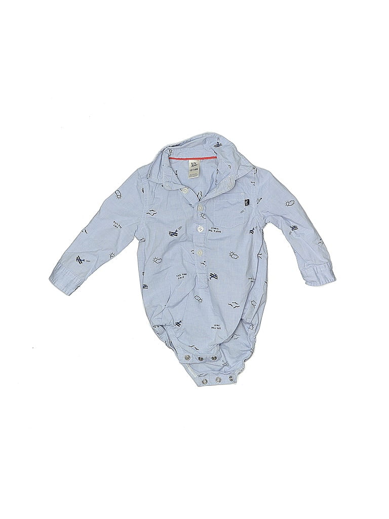 Baby B'gosh 100% Cotton Jacquard Blue Long Sleeve Outfit Size 12-18 mo - photo 1