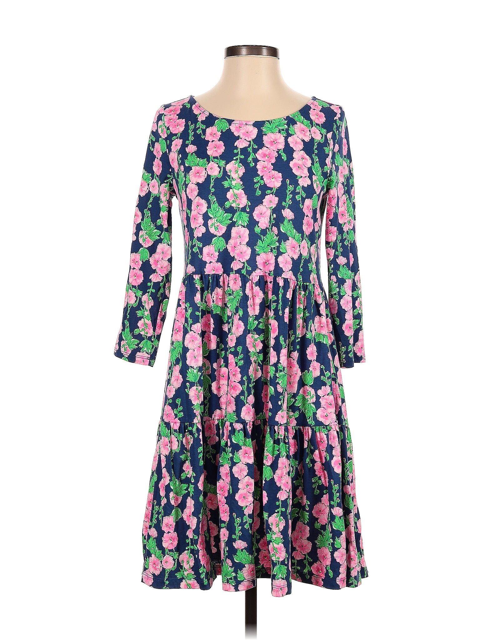 Lilly Pulitzer 100 Cotton Floral Multi Color Pink Casual Dress Size S